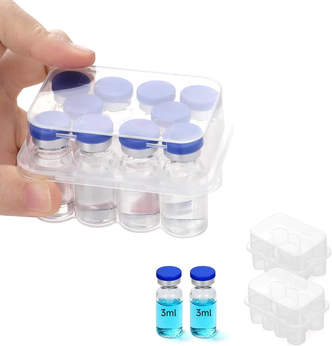Set van 2 Transparante Peptide Boxen voor Insuline, Geschikt voor 2 ml Ampullen en Vials, Compact en Handig voor Opslag