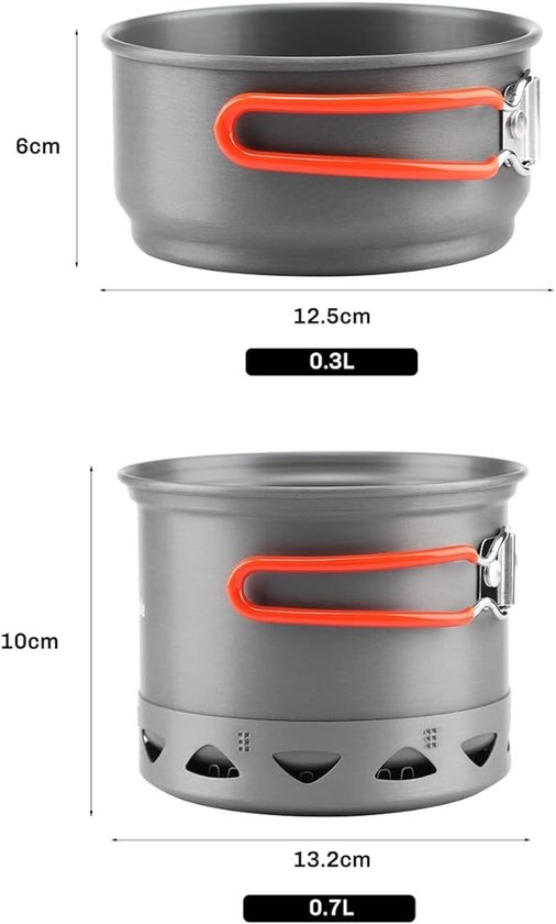 Opvouwbare kookset voor backpacken, 268 gram, met warmtewisselaar — afbeelding 2