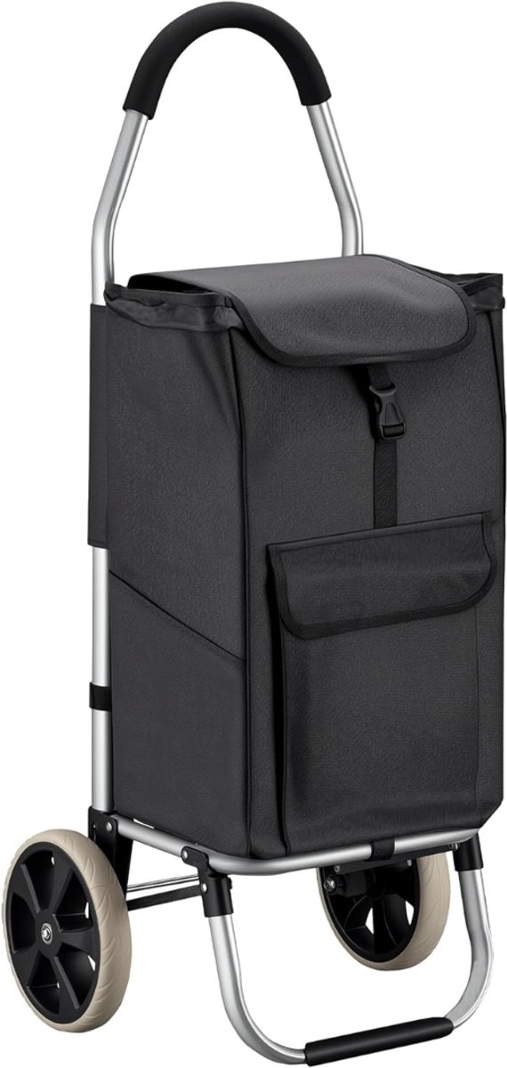 Lìon® Boodschappentrolley - Boodschappentas op Wielen - Opvouwbare Boodschappentrolley - Zwart - 37cm x 44cm x 103cm