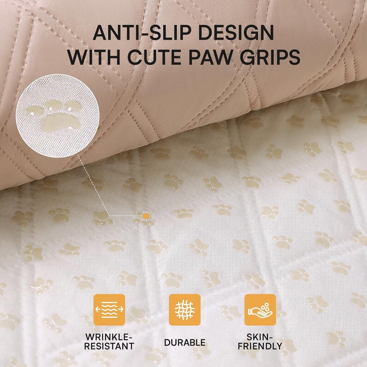 luciphia Waterdichte deken voor honden met antislip punten, robuuste hondenmat, bescherming voor bank, bed, auto, machinewasbaar, ideaal voor grote kleine honden, gebroken wit, 101 x 127 cm