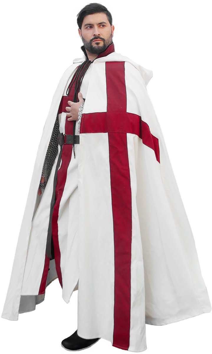 Cape met capuchon en kruis - Tempeliers