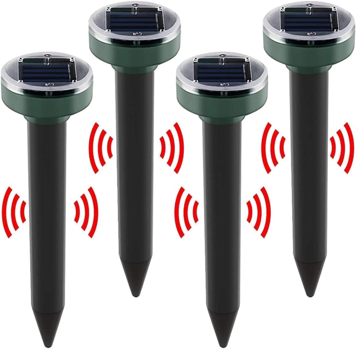 Ultrasone Molafweermiddel - Zonne-energie - 4 stuks - Waterdicht - Voor Tuin en Gazon