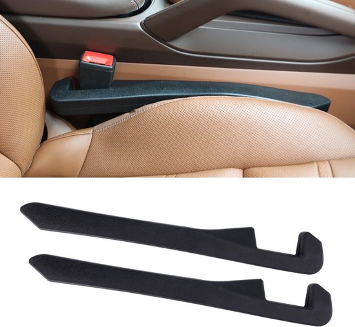 Autostoel Gap Filler 2 stuks van PU Leer voor Auto SUV Vrachtwagen - Voorkom Dingen Vallen - Zwart - Handige Auto-Interieuraccessoires met Universele Autostoel Gap Plug.