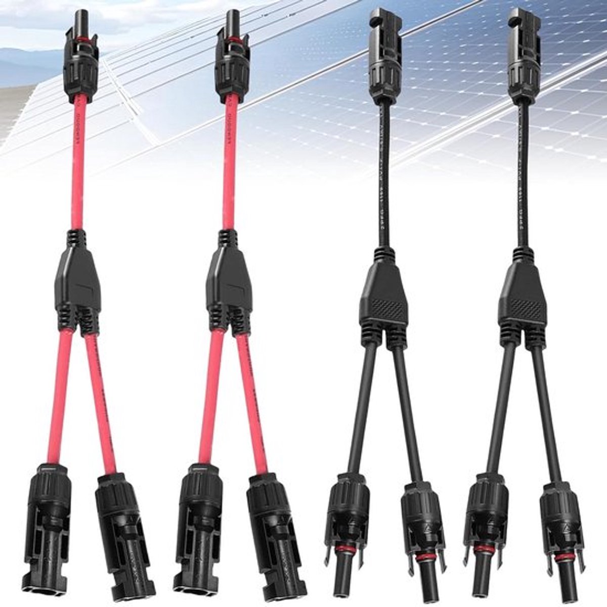 2 paar zonnekabels Y-verlengkabel - fotovoltaïsche paralleladapter - zonnepaneel Y-connector .