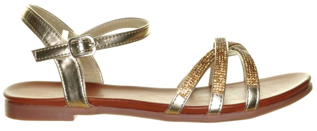Goude Sandalen Plat Blinkend maat 40