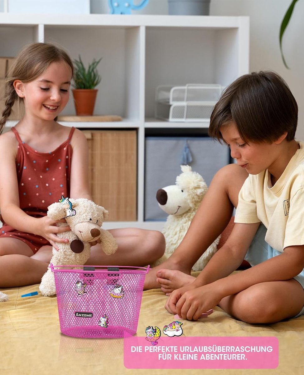 Fietsmand voor Kinderen - Roze - 25 x 15,7 x 15,7 cm - Waterdicht Metalen Mand met Klittenbandsluitingen - Voor Meisjes