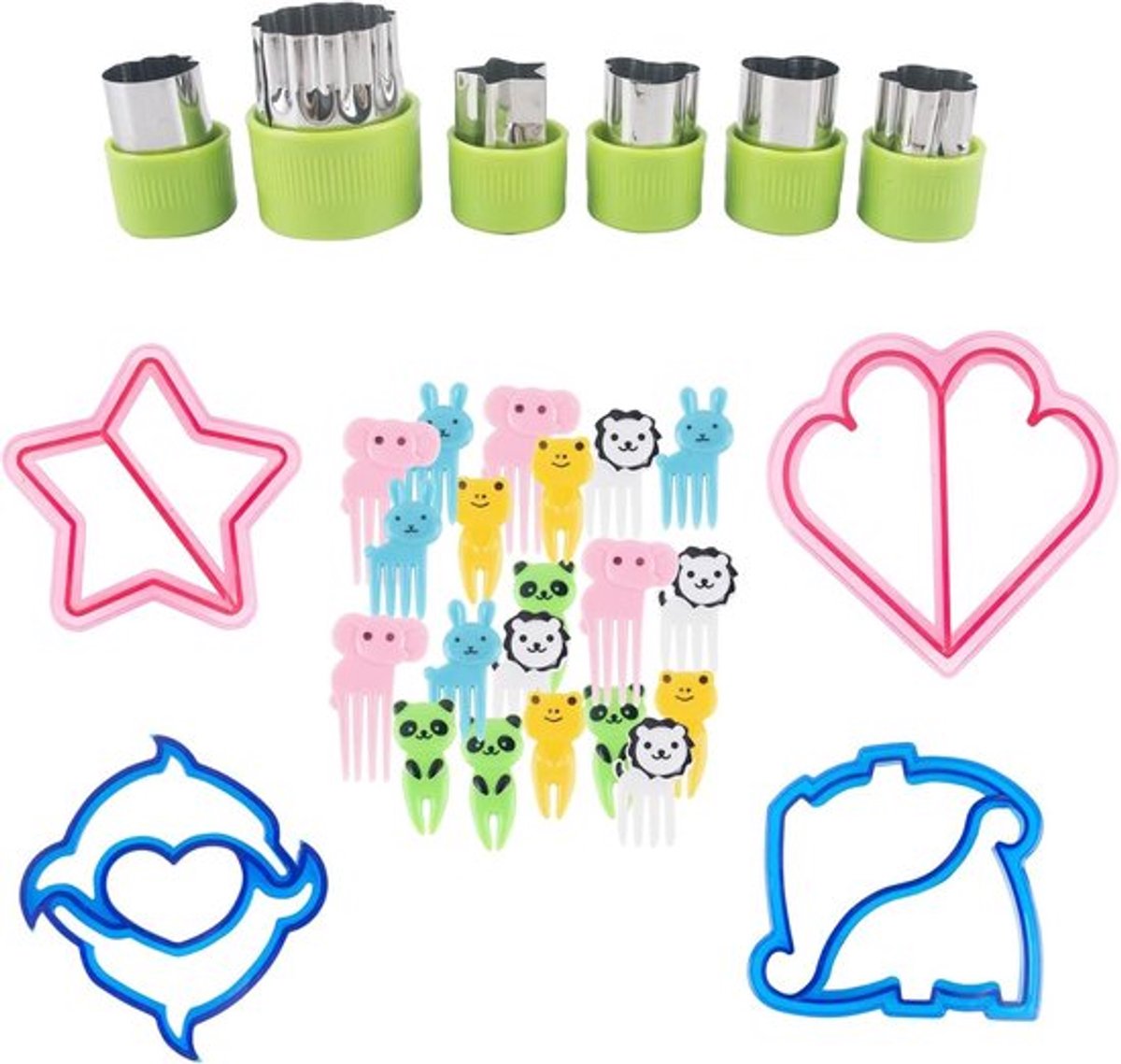 Snijvormen-set voor brood en fruit - RVS - Foodies Decoraties - Dier Bento - Bakken - 30 stuks