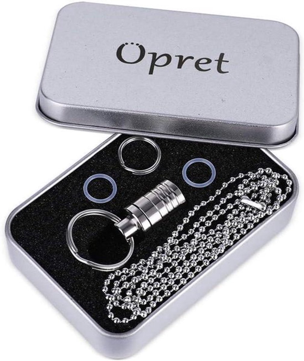 Mini metalen pillendoosje met sleutelhanger, waterdicht en lichtgewicht - voor onderweg - compact formaat van titanium - geschikt voor kleine tabletten.