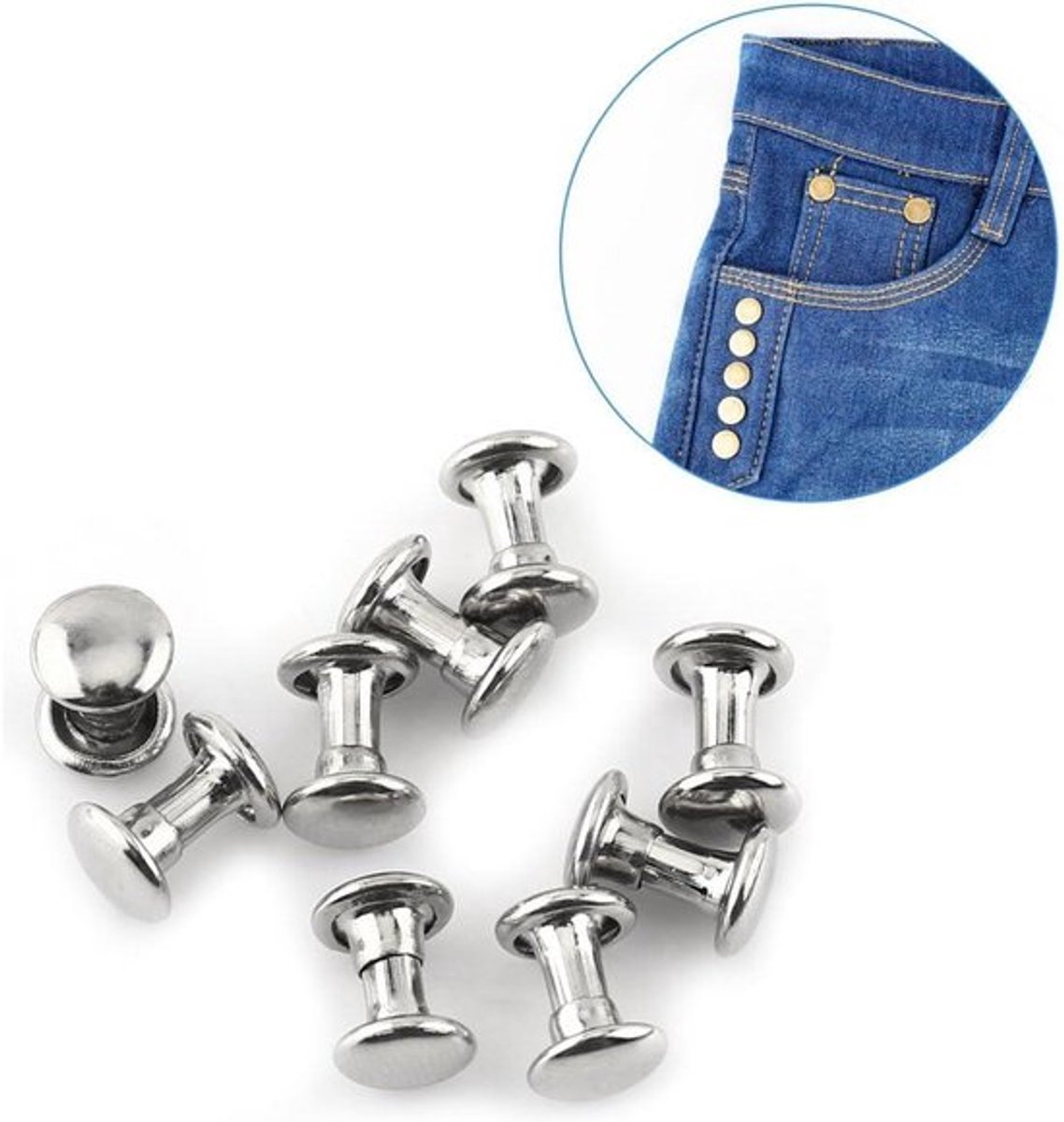 100 Setjes 8 x 8 mm Dubbele Kappen Klinknagels voor Leerhandwerk - Metalen Nieten voor Decoratie en Reparatie