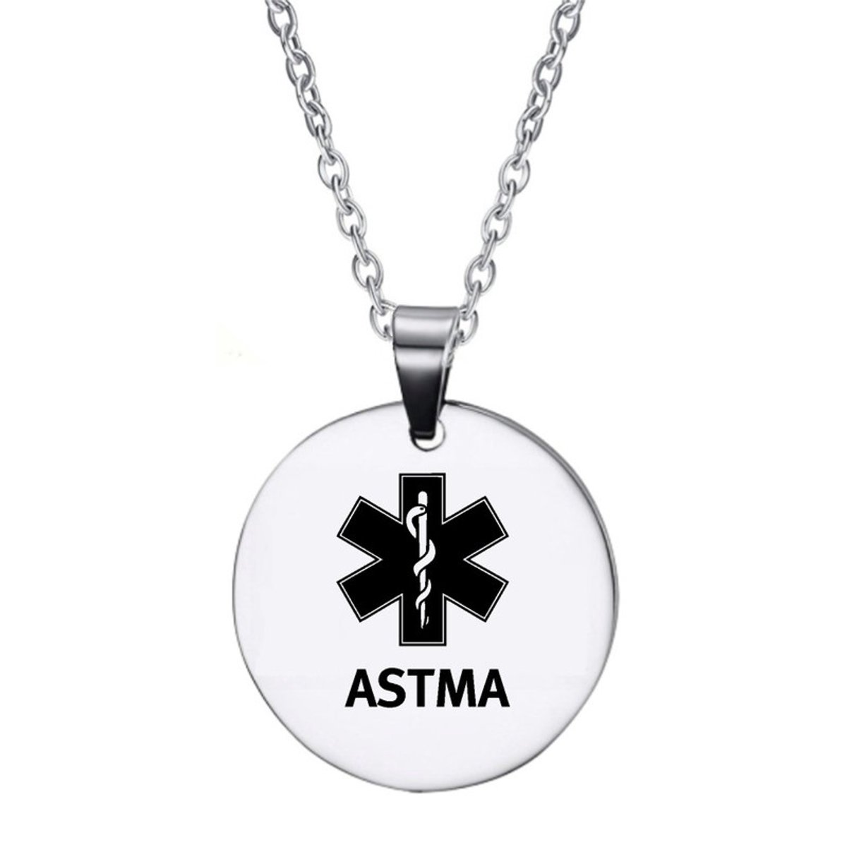 Ketting | Rond | RVS | Zilver | Astma