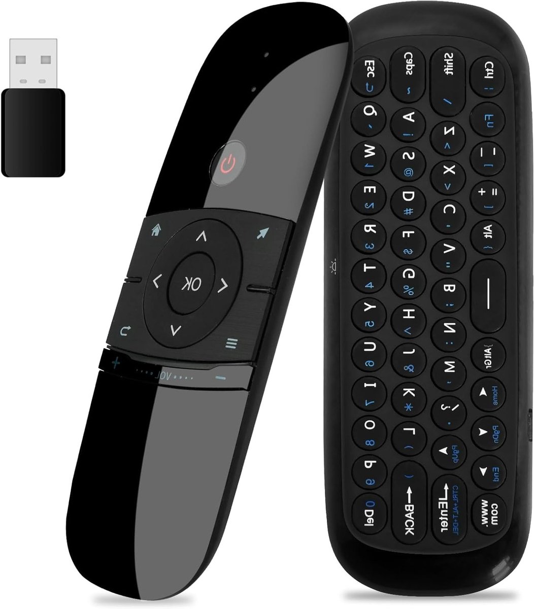 SnelShoppen - Air Mouse afstandsbediening met IR-leerfunctie, 6-assen gyroscoop, toetsenbord en muisfunctie voor Nvidia Shield, Android TV Box, Smart