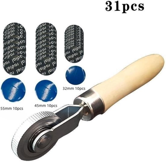 Bandenreparatie Set - Lekke Band Hulpmiddel - Snelle Banden Reparatie - Inclusief Rol Gereedschap - 30 Patches - Zwart — afbeelding 3