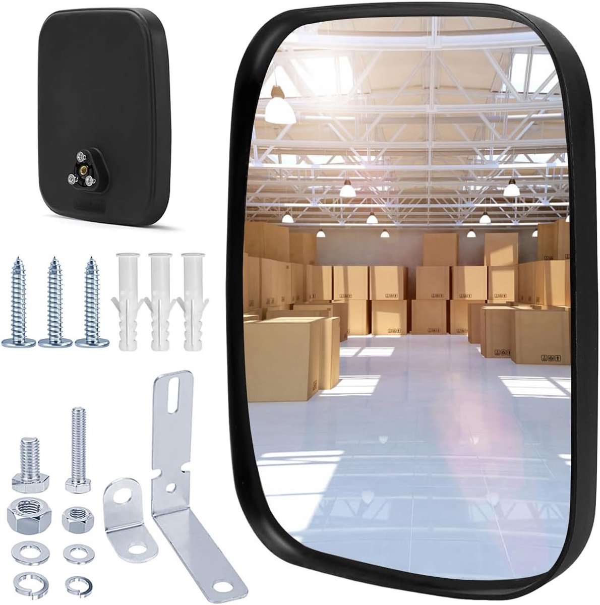 Verstelbare verkeersspiegel met breedhoek, 19 x 16 cm, voor verkeersveiligheid binnen en buiten, ideaal voor garages en uitritten