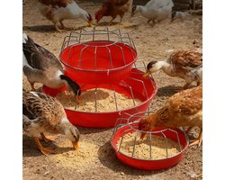 Voerbak Gevogelte - Voerstation Dier - Voeren van Dieren - Efficiënt Meerdere Dieren - 305 cm - Rood