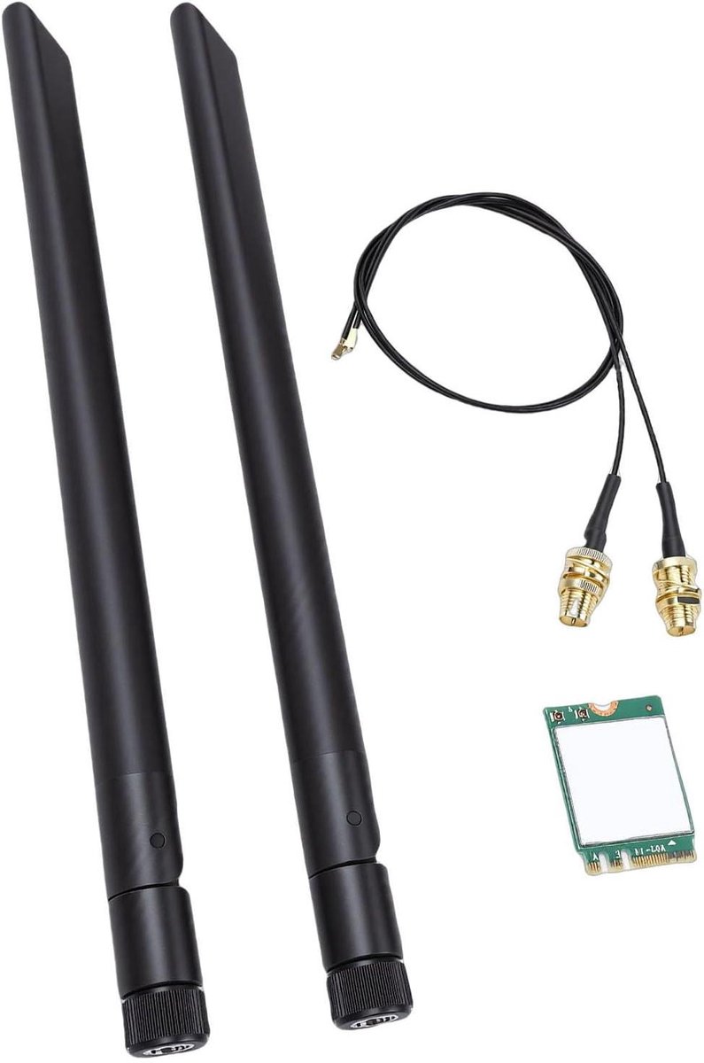 Draadloze WiFi Kaart - Netwerkadapter PC - Snelle Internetverbinding - Triple Band 6GHz - M.2 - Zwart