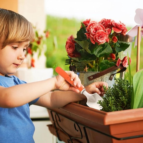 Tuinset voor kinderen - Inclusief 3 minischepjes - Met wortelvormige handvatten - Kan gebruikt worden als speelgoed om te planten - Geschikt voor kinderen en beginners - Te gebruiken in tuinen, op terrassen en gazons van Merkloos	 — afbeelding 4