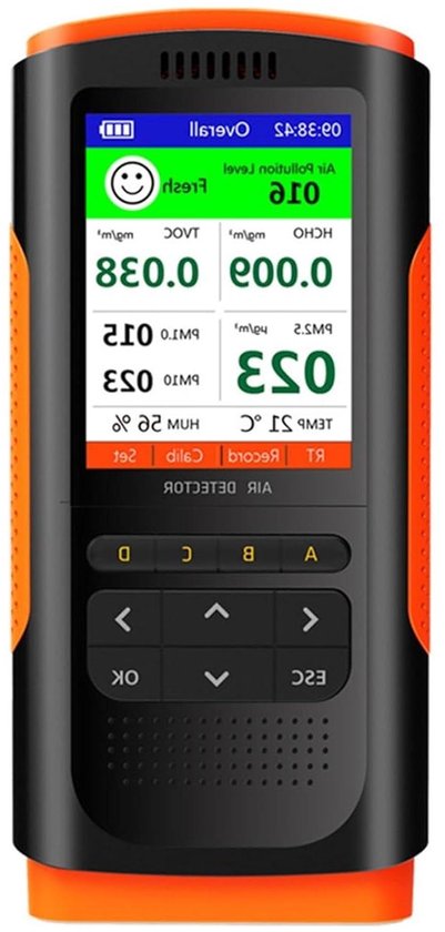 Luchtkwaliteit Monitor - Formaldehyde Detector - Binnenlucht Meten - Temperatuur Vochtigheid - 151 x 69 x 45mm - Zwart