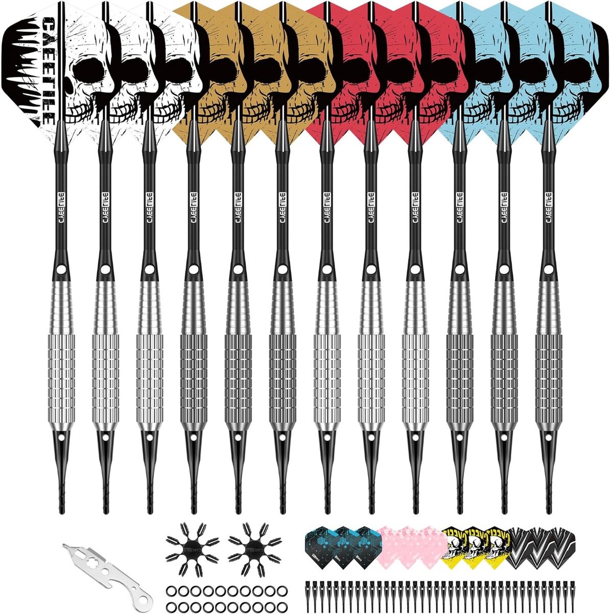 Professionele Soft Darts Set van 12 Stuks met Plastic Tip voor Elektronische Dartborden, 15/17 g Aluminium Darts