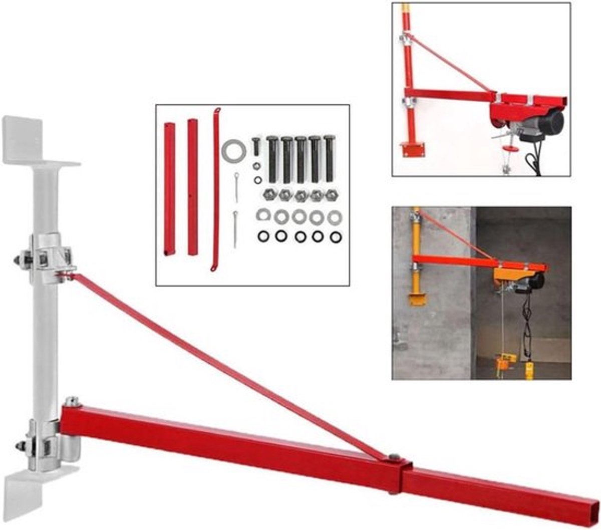 Zwenkarm tot 600 kg - Wandhouder - Hefmachinearm - Wandmontagepakket - Werkplaatsen - Garages - Dokken