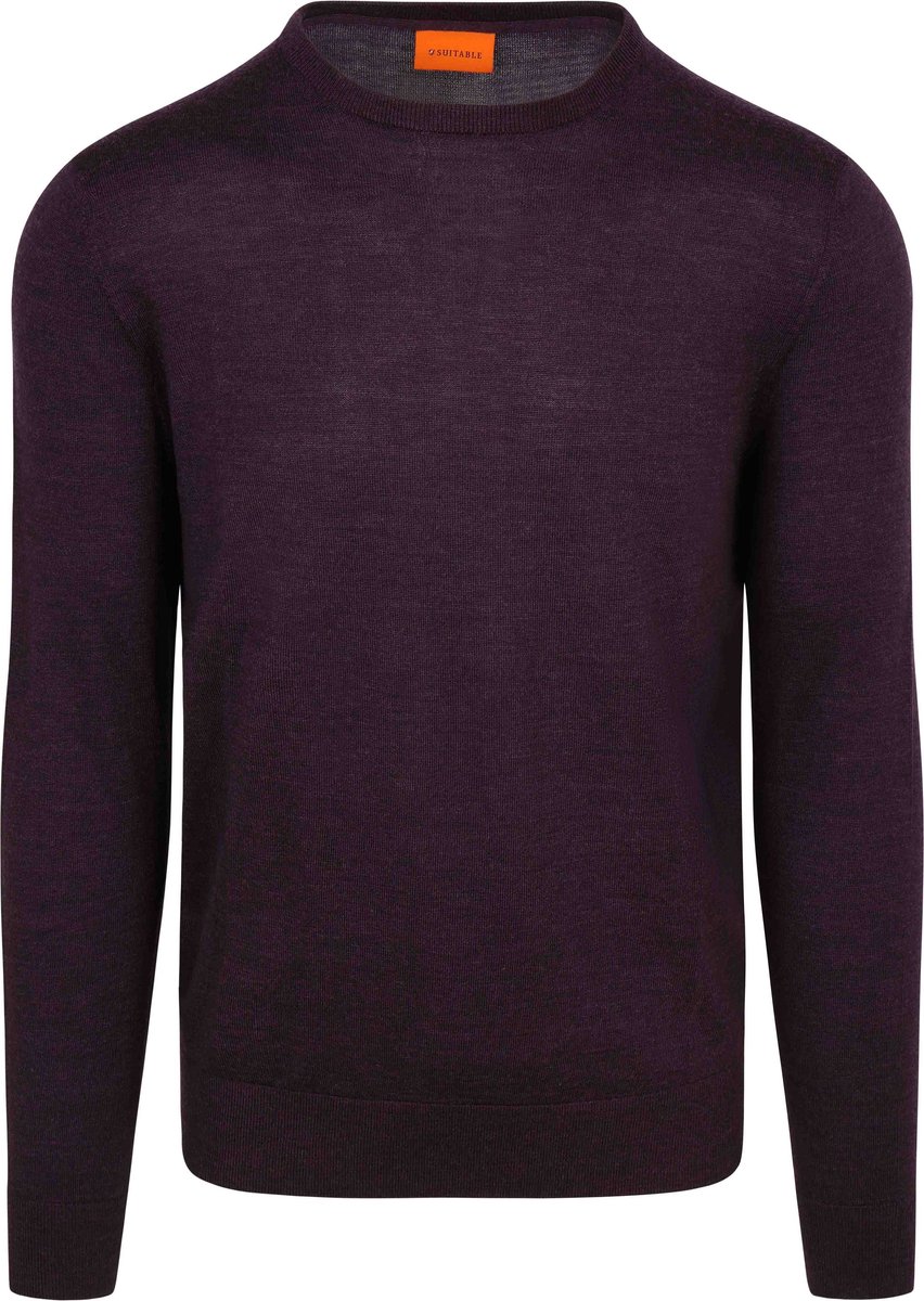 Suitable Merino Pullover Paars - Maat XL - Heren - Sweater