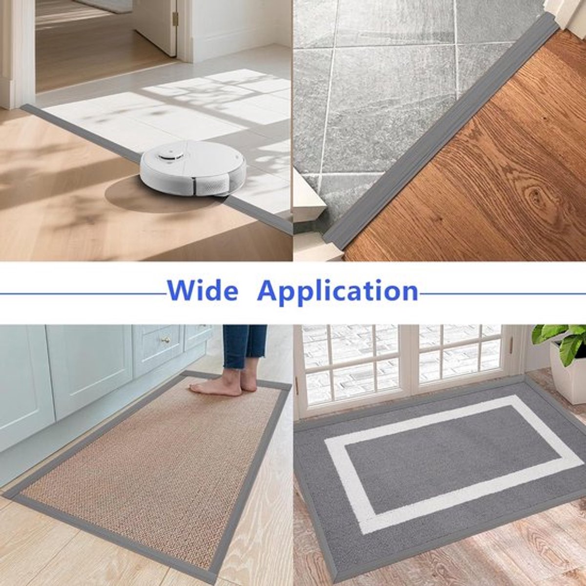 Zelfklevende Tapijt Rand PVC Vloer Overgang Strips - Drempel Strips Laminaat - Grijs Houtnerf 1M