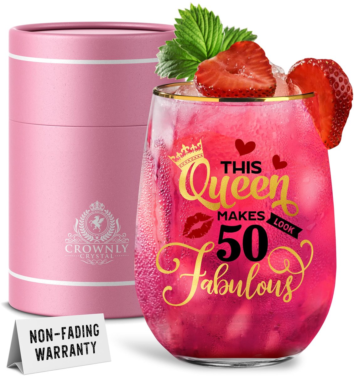 SnelShoppen - Wijnglazen 50e Verjaardag Cadeaus Voor Vrouwen - Gepersonaliseerde Decoraties - Schattige Cadeaus Voor Moeder - Unieke 50e Verjaardag Ge