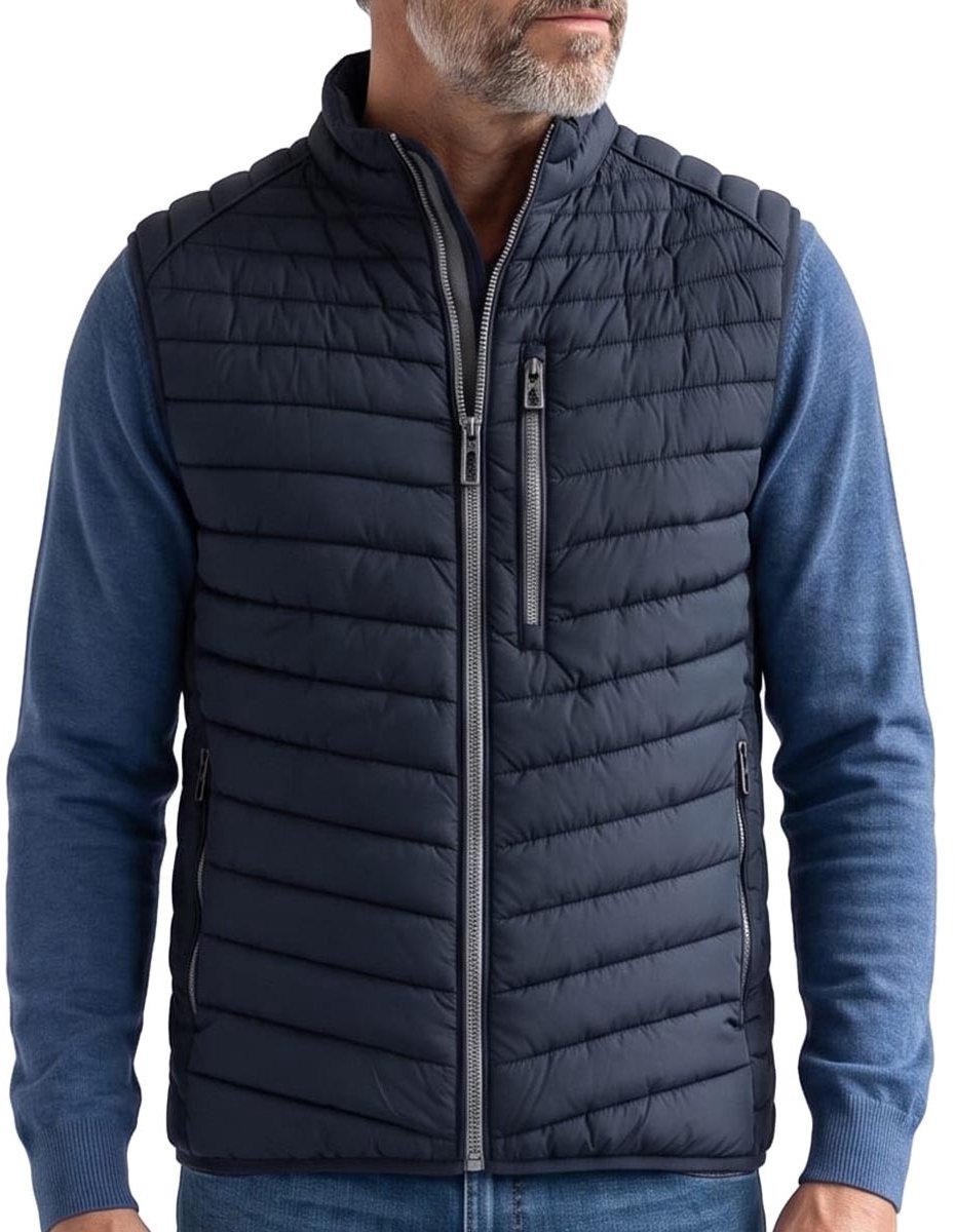 CASA MODA comfort fit bodywarmer - blauw - donkerblauw - wit
