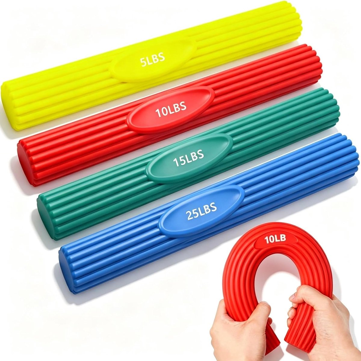 SnelShoppen - 4 stuks Flex Therapy-stang, Flexibele Weerstandsstang voor Grijpkracht Verbetering, Pijnverlichting bij Golfers, Elleboog en Peesontstek
