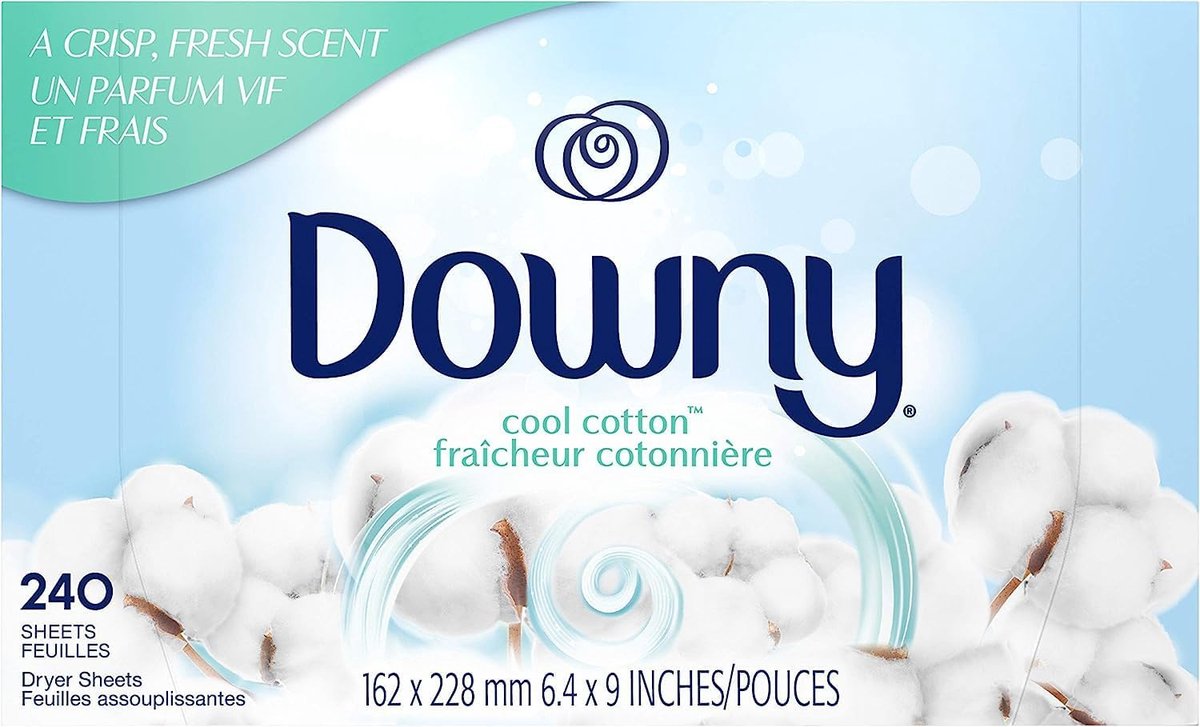 SnelShoppen - Downy Droog Bedlinnen, Wasverzachter, Frisse Katoen Geur, 240 Stuks, Anti-Statisch, Voor Alle Textiel, Perfect voor Wassen en Drogen