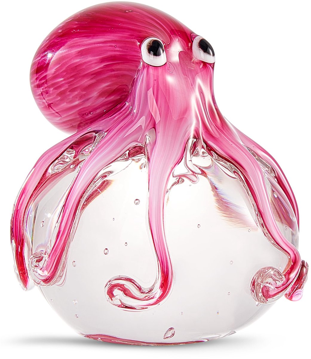 SnelShoppen - Handgeblazen glazen octopus beeldje ornament voor aquarium, zeedier decoratie, glazen presse-papier voor bureau, uniek verjaardagscadeau