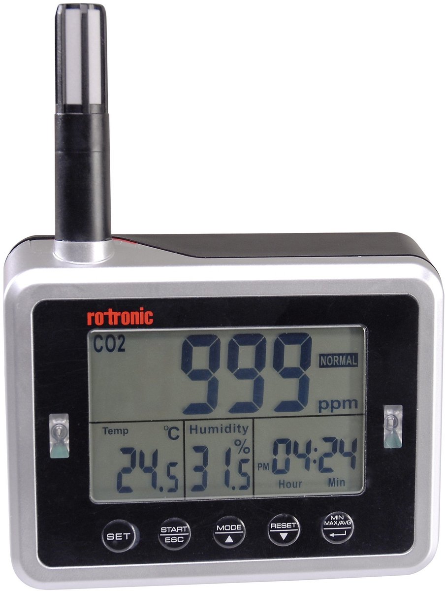 SnelShoppen - Rotronic CL11 kooldioxide-meetapparaat 0-5000 ppm, nauwkeurig CO2-meter, digitaal, compact, ideaal voor binnen en buiten gebruik, voor t