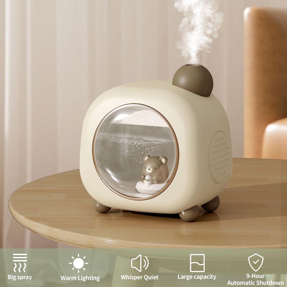 SnelShoppen - Draagbare 500ML Luchtbevochtiger voor Slaapkamer Baby, Cartoon Luchtbevochtiger voor Kinderen, Compact, Stil, Ideaal voor Thuis, Kindere — cadeau in Spellen & Speelgoed - foto 5
