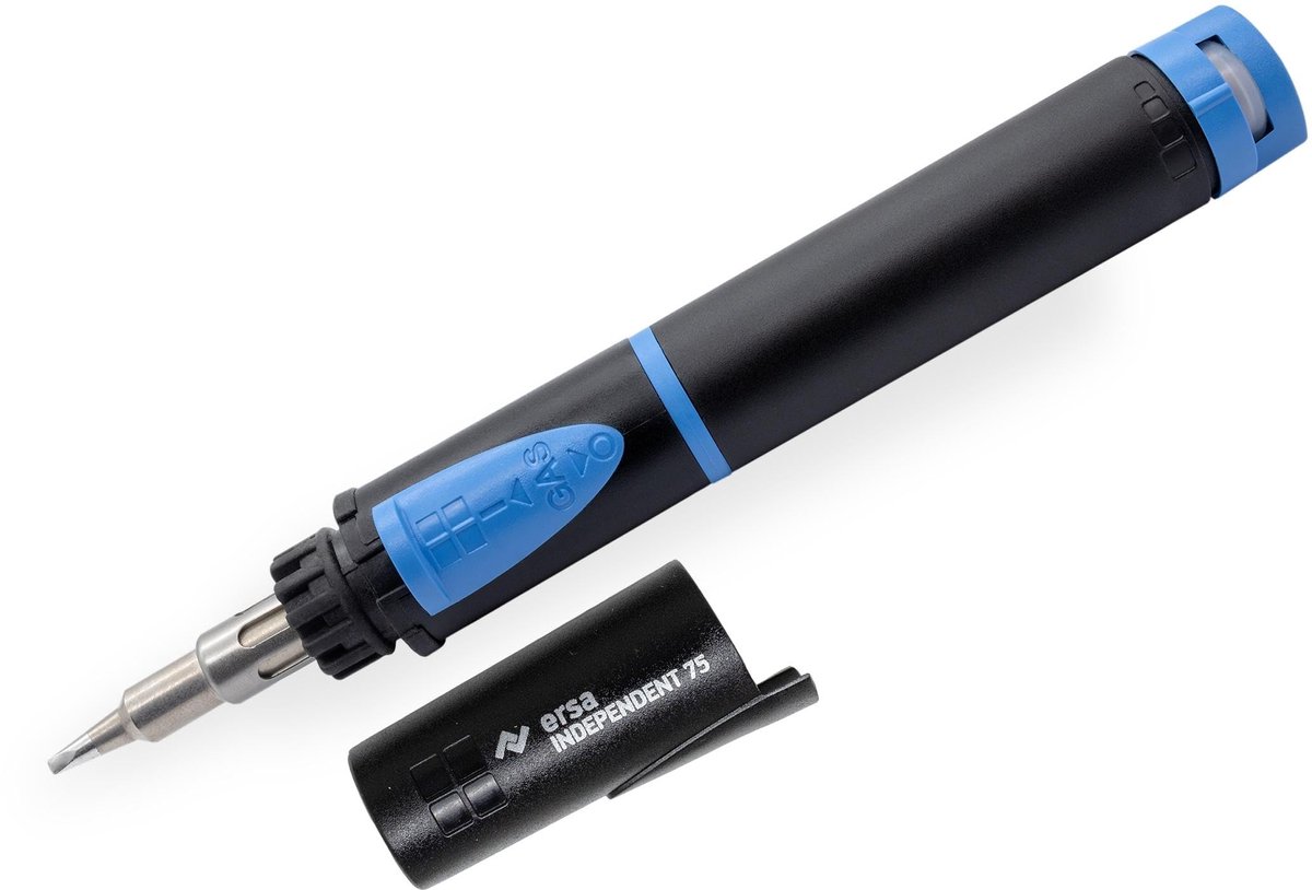 SnelShoppen - ERSA 75W Gassoldeerbout met Piektemperatuur tot 580 °C - Mobiele Soldeerbout met 2,4 mm Beitelvormig Soldeerpunt - Perfect voor Tuin, Ca