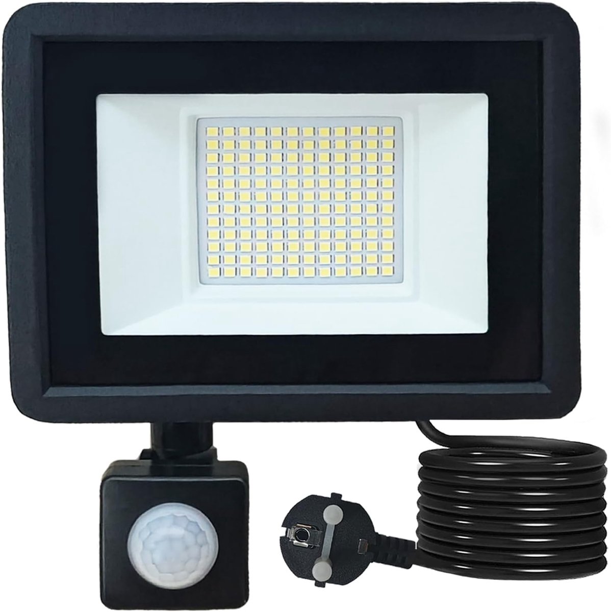 50W LED Outdoor Spotlight with Detector, Warm White, 3000 K, with Socket, Sensor Function, Timer, Waterproof IP66, LED - ShopVlot
