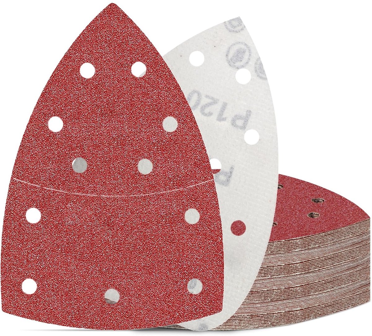 SnelShoppen - 50 Stuks Driehoekige Schuurpapier Klittenband 11 Gat Korrel 120 Schuurbladen 152x105 mm voor Detailschuurmachine