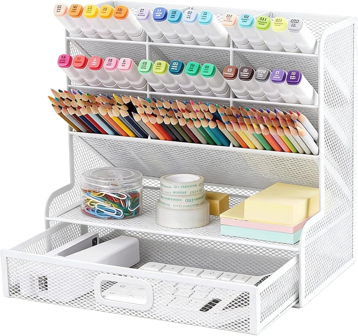 SnelShoppen - Mesh Desk Organizer - Multifunctionele Bureau Organizer - Metalen Opbergdoos - Penhouder voor Thuis, Kantoor en School - Ruimtebesparend