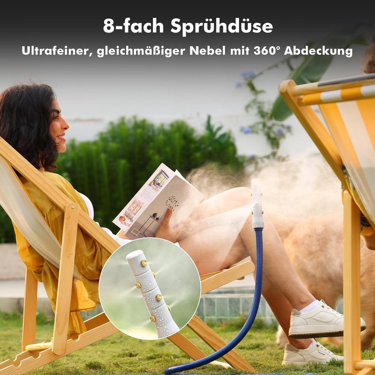 RESTMO 180 cm Flexible Mist Sprayer with Spray Cooling, 360° Spray Cover by 8 Nozzles and 3/4 Inch BSP Input – Garden - ShopVlot