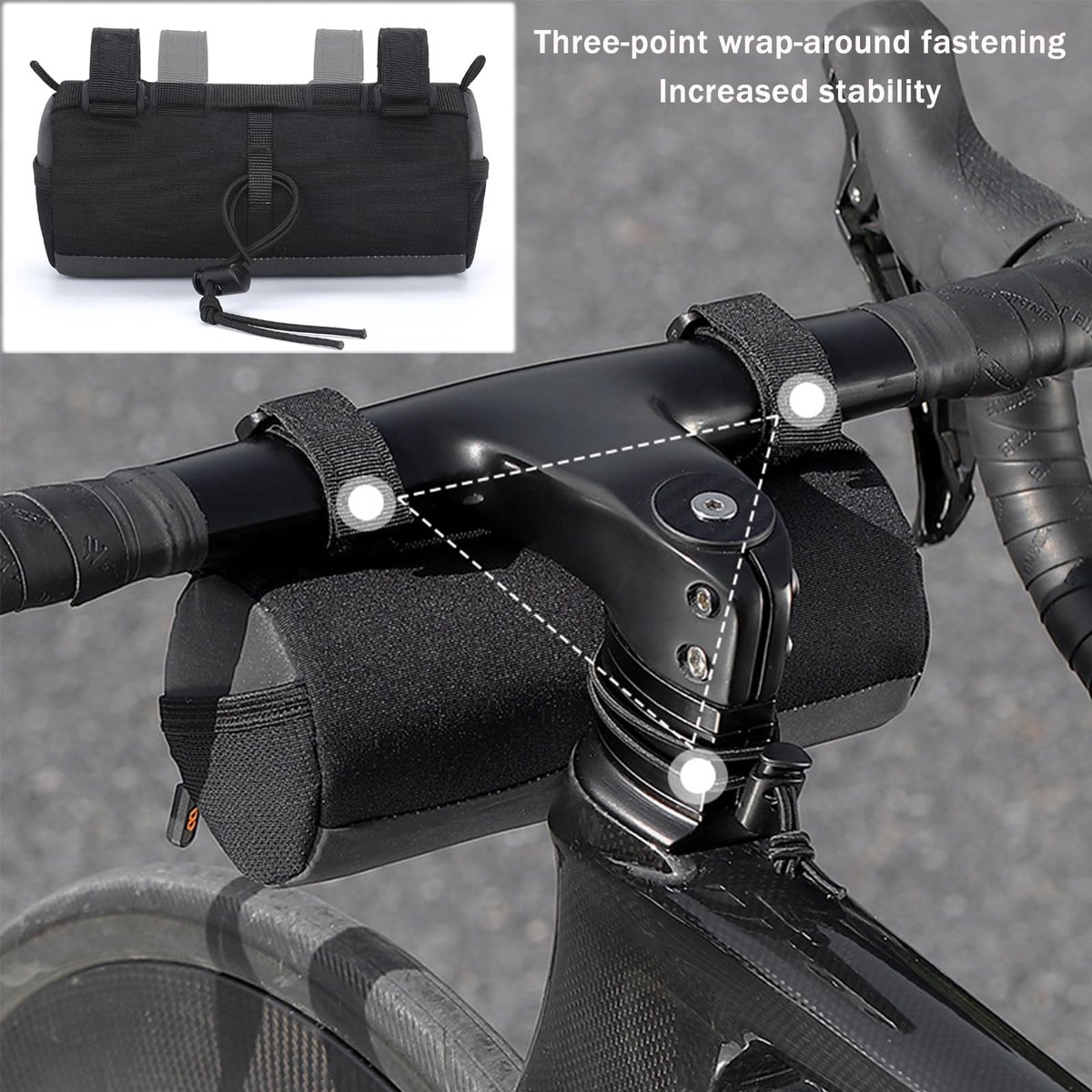 SnelShoppen - Fietstas, Stuurtas, Fietsaccessoires, Zwart, 1 Liter, Fietstas met Schouderriem voor Mountainbike en Racefietsen