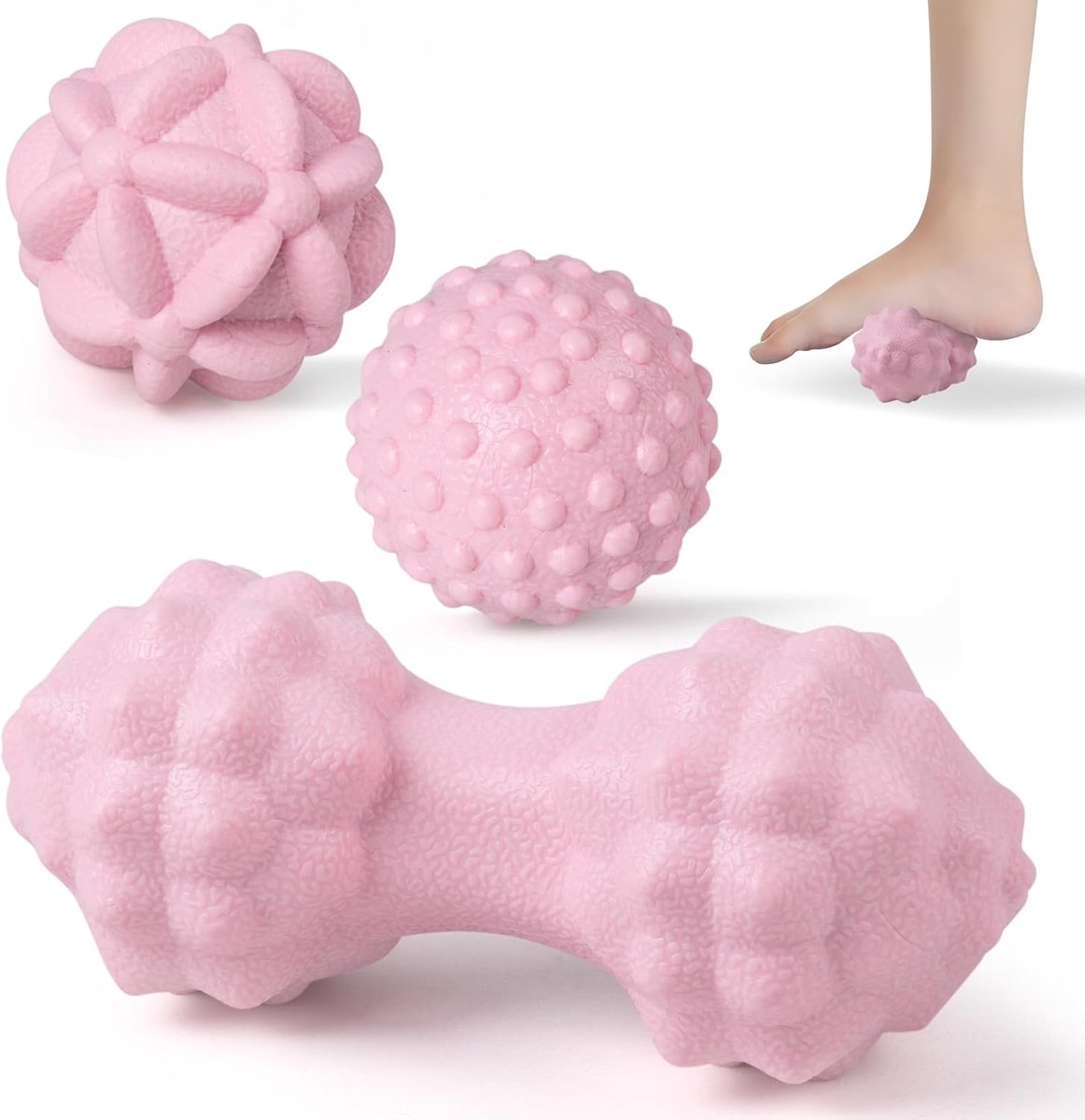 Thijox - 3 Stuks Massageballen Set, Egel Spiky Massageballen voor Triggerpoint Myofasciale Loslating, Pinda Gevormde Ballen voor Voeten, Rug, Nek en H