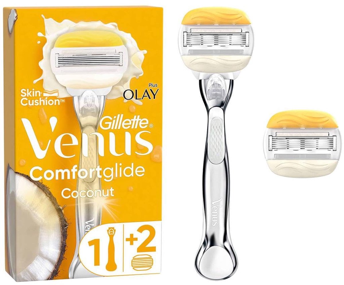 SnelShoppen - Venus Deluxe Comfortglide Scheerapparaat Dames met Kokosnoot Geur, 5 Messen voor Zachte Scheerbeurt, Inclusief 1 Extra Lemmet, Perfect v