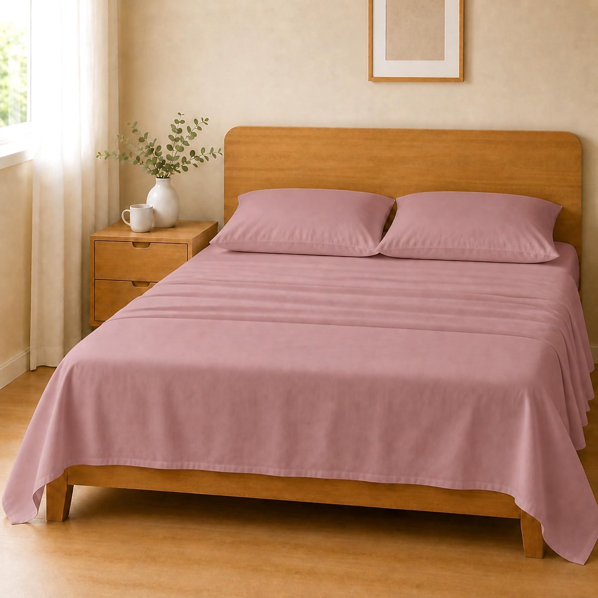 SnelShoppen - Microvezel Lakenset 160x190+25 / 200x240 + 45x75 2PCS, Oudroze - Zacht, Ademend, Ideaal voor Bed, Logeren, Camping, Slaapkamer
