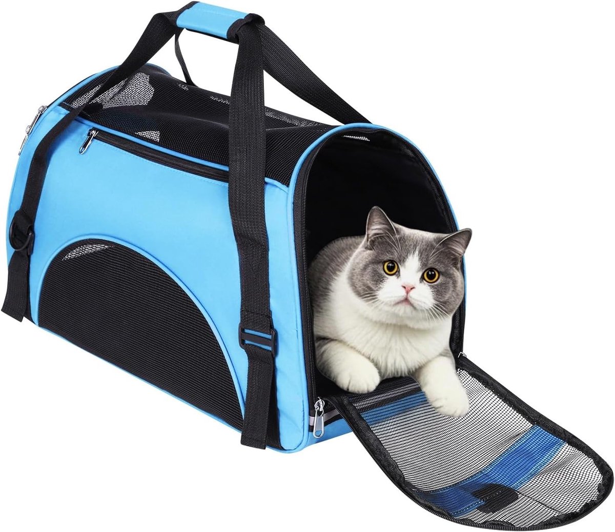 SnelShoppen - Hondentas Mesh Ademend Kattentransportbox Opvouwbaar Wasbaar voor Kleine Dieren met Verstelbare Schouderriem en Afneembare Transporttas