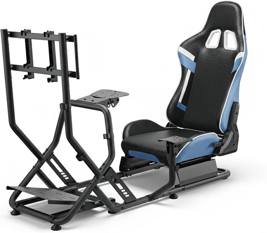 Racestoel Cockpit - Simulator Stoel - Race Simulatie - Volledig Verstelbaar - 136 x 71 x 108 cm - Zwart — afbeelding 2
