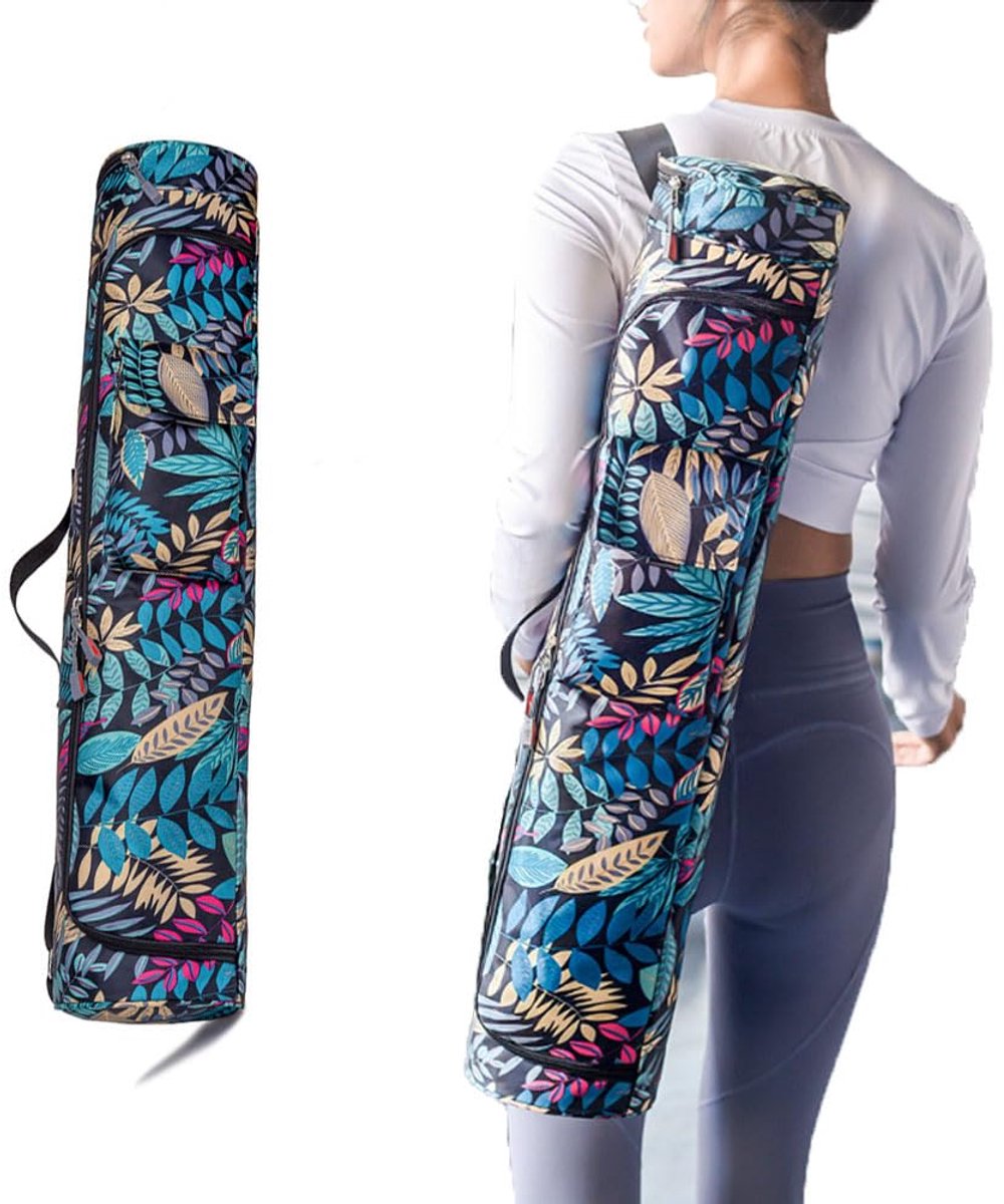 SnelShoppen - Grote Yogamat Draagtas met Draagriem en Volledige Rits, Sportgym Drager met Fleszak en Nat Compartiment, Ideaal voor Yoga, Pilates en Da