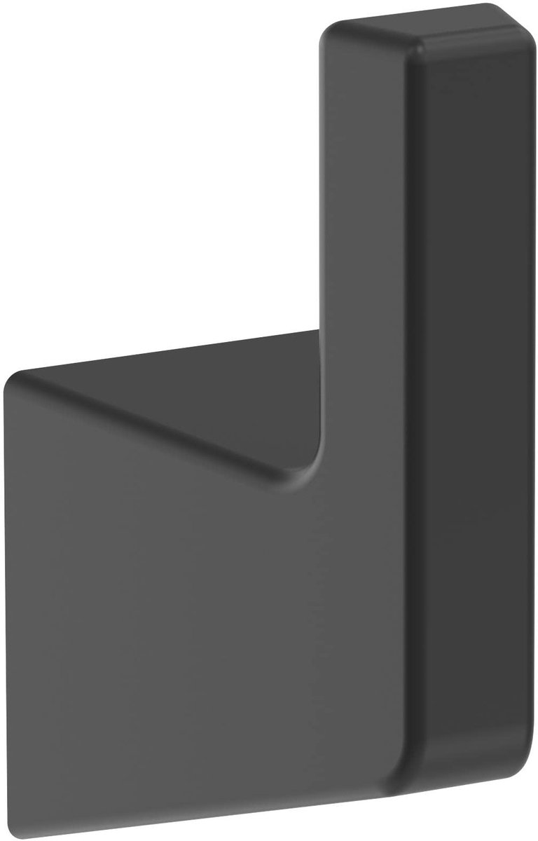 SnelShoppen - Matzwarte Badjashaak 90 mm | Handdoekhouder voor Badkamer | Blackrock Badaccessoires | Duurzaam en Stijlvol | Geometrisch Design