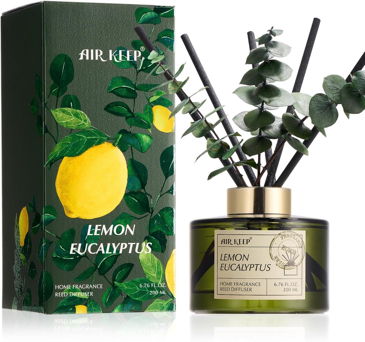 SnelShoppen - Geurstokjes 200 ml - Lemon Eucalyptus - Luxe Geurverspreider met Stokjes - Luchtverfrisser voor Badkamer en Woonkamer - Tot 90 dagen Geu