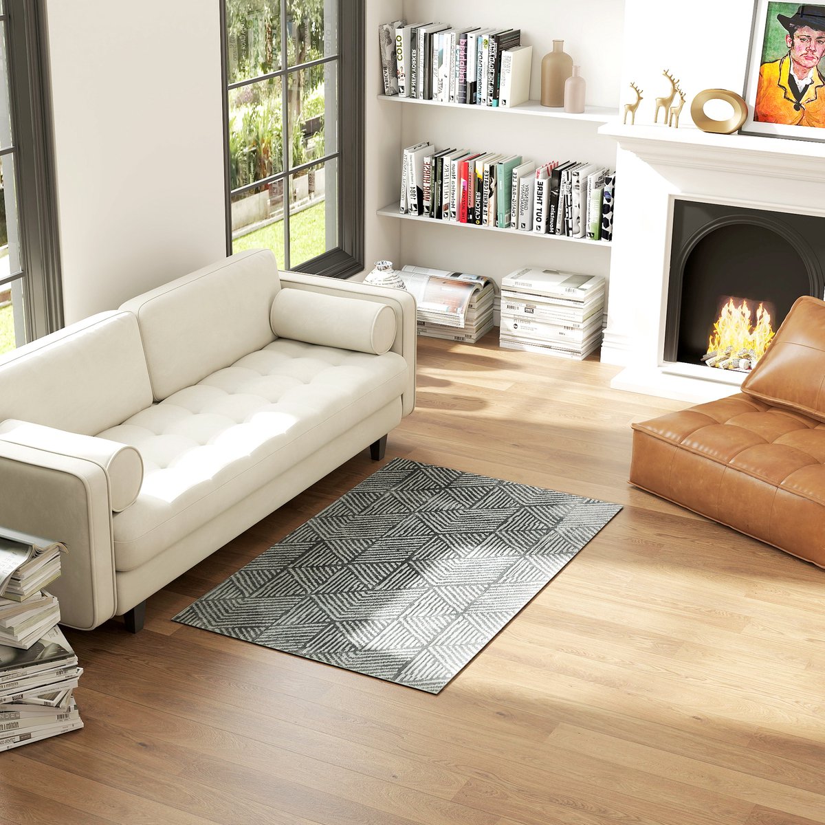 TEKROA® Wasbaar Vloerkleed - Slaapkamer Tapijt 80x150 cm - Allergievriendelijk - Voor Woonkamer & Slaapkamer -kantoor-Donkergrijs