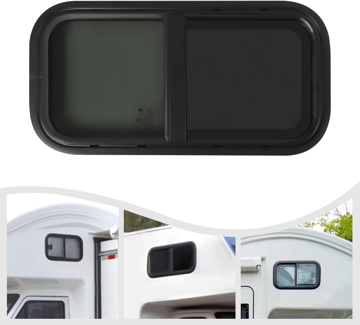 Verduisterd zijraam voor motorhome of caravan, 60 x 30 cm, schuifvenster van gehard glas, ideaal voor privacy en ventilatie