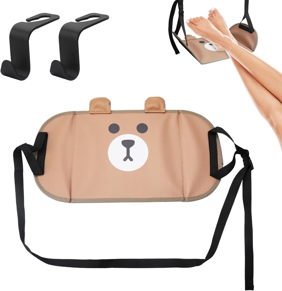 Comfortabele Voetsteun voor Kinderen, Voetenhangmat met 2 Haakjes, Ideaal voor Vliegtuig, Auto en Trein, Perfect voor Reizen en Ontspanning