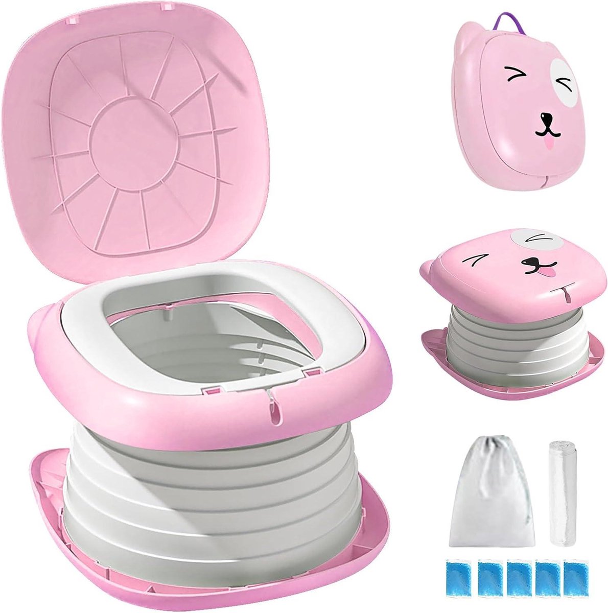 Opvouwbaar Potje - Reistoilet Kinderen - Zindelijkheid Ondersteunen - Compact En Draagbaar - 24 x 12 cm - Roze